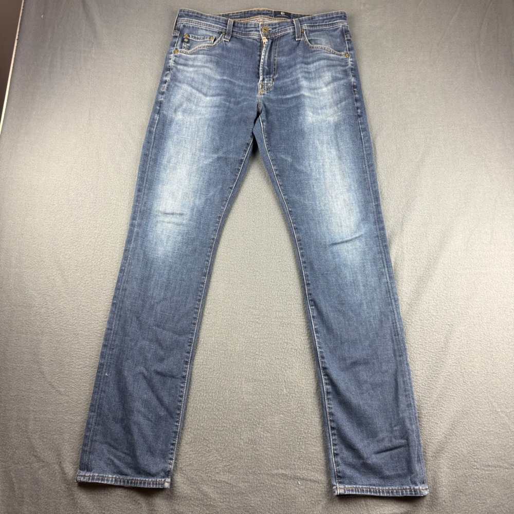 AG Everett Jeans Men's 31x32 (Fits 32x32) Blue Slim Straight Faded Whiskered